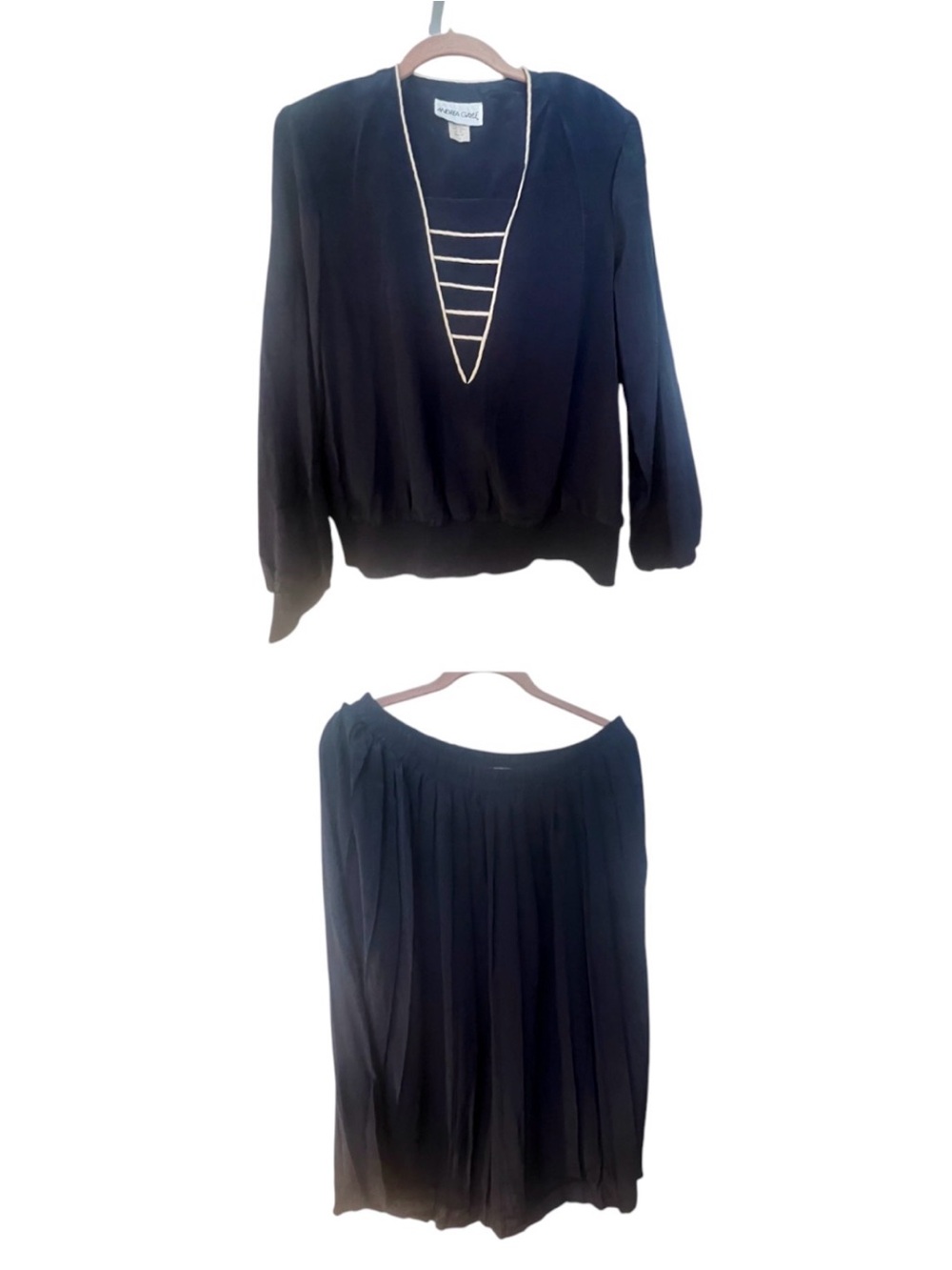 Vintage Set 80s / 90s Andrea Gayle Skirt & Top Nautical Sailor Retro Sz 12